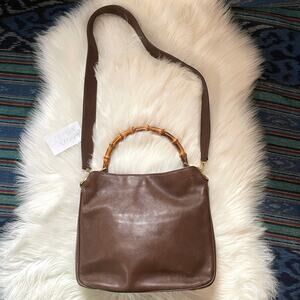 Gucci brown bamboo handle tote Vintage Hobo shoulder strap